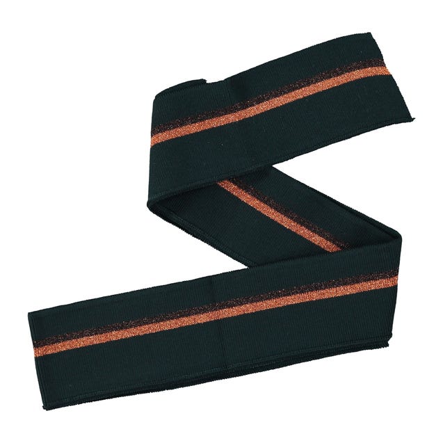 Lurex tricotband met strepen 6 cm