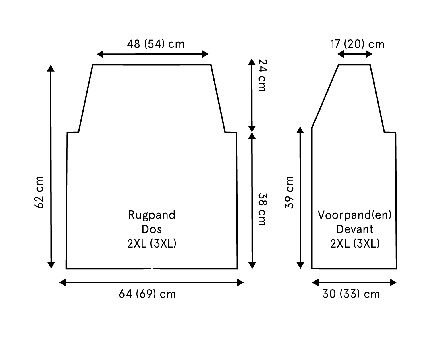 technische tekening Vera 2XL 3XL