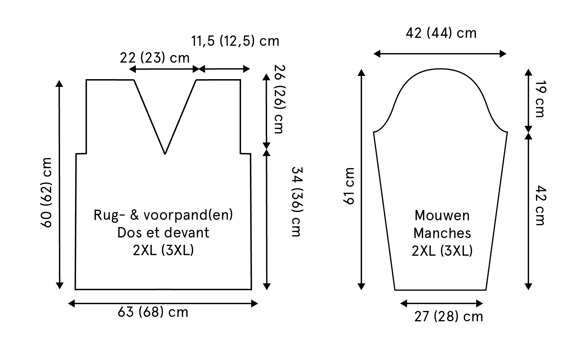 technische tekening Verolien 2XL 3XL