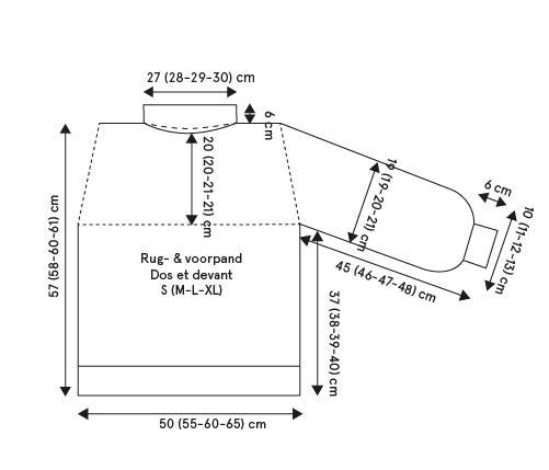 technische tekening Trixie S-M-L-XL